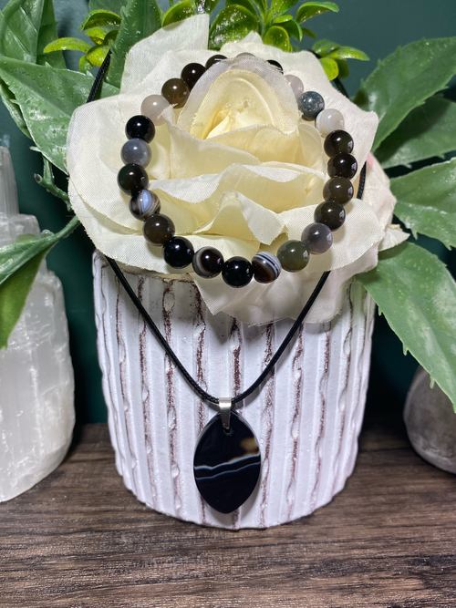 Black Agate Jewelry Set