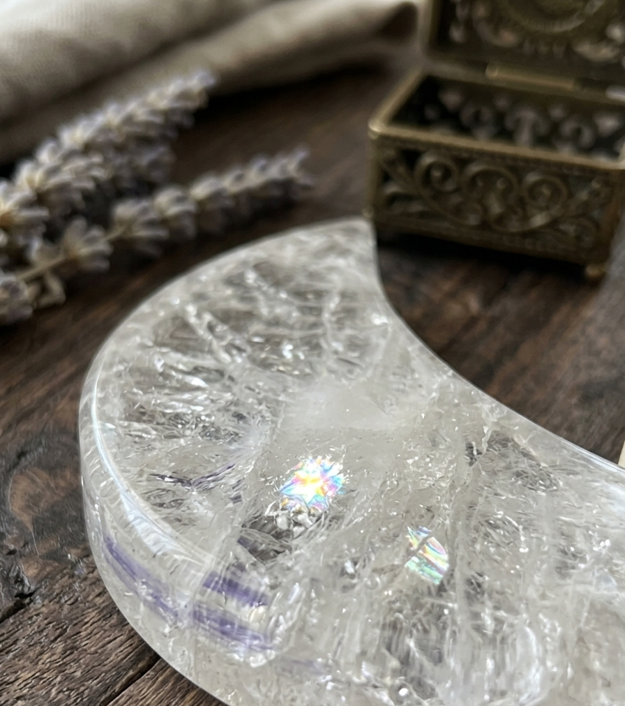 Large Clear Quartz Moon