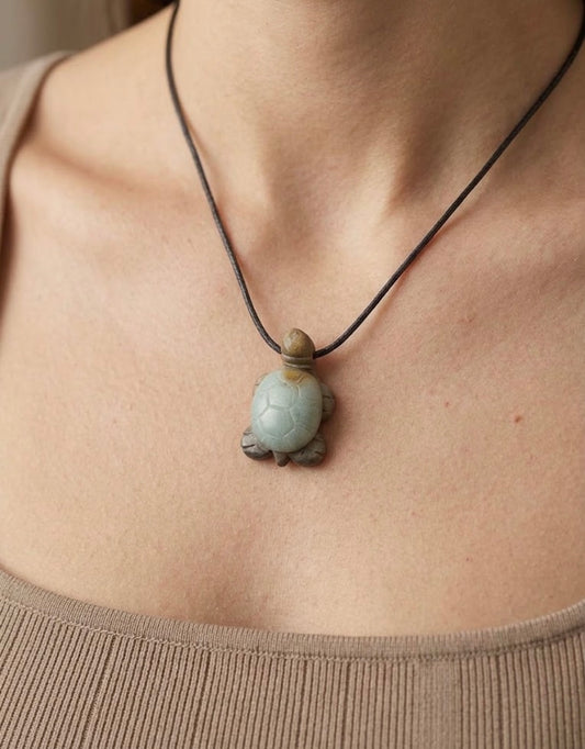 Aquamarine Turtle Necklace