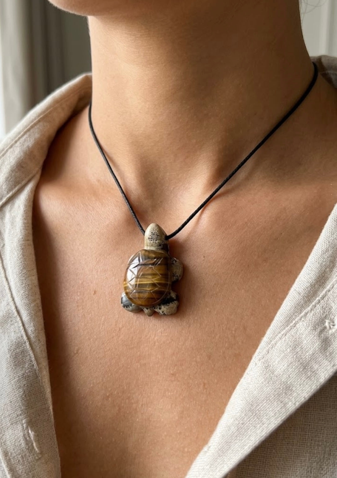 Tigers Eye Turtle Necklace