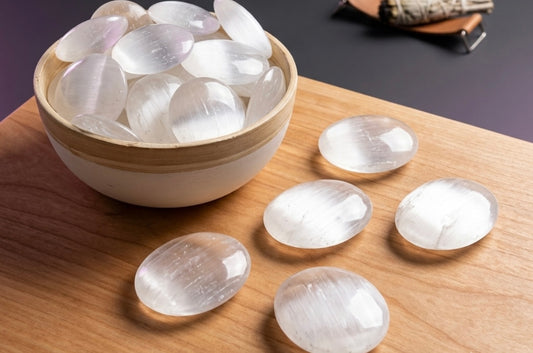 Selenite Palm Stone