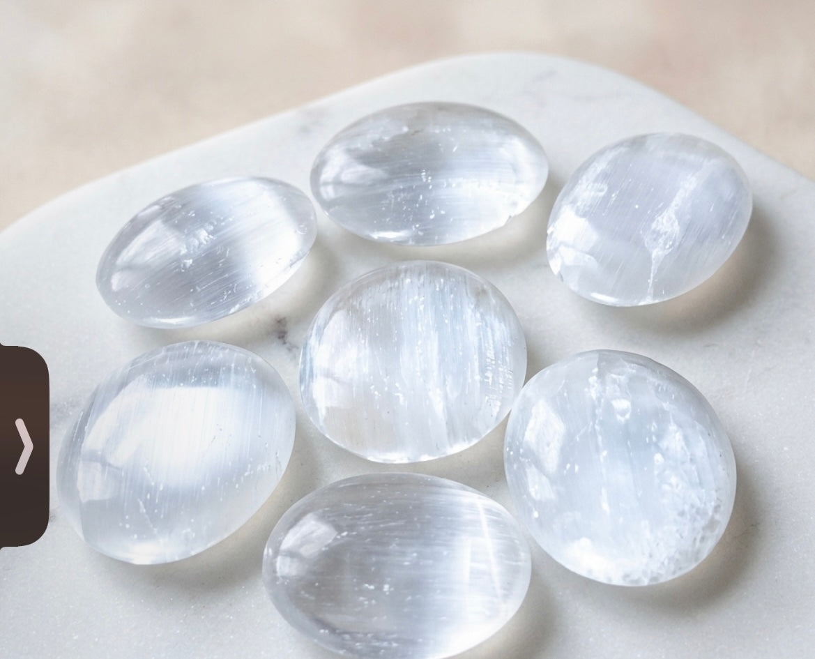 Selenite Palm Stone