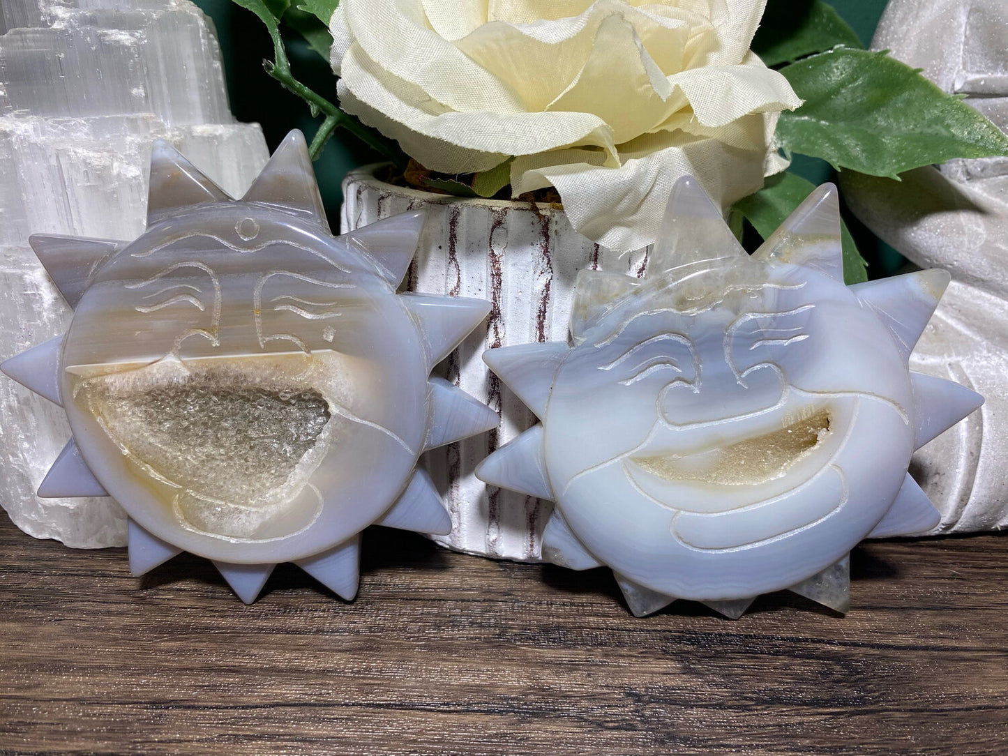 Blue Agate Druzy Sun