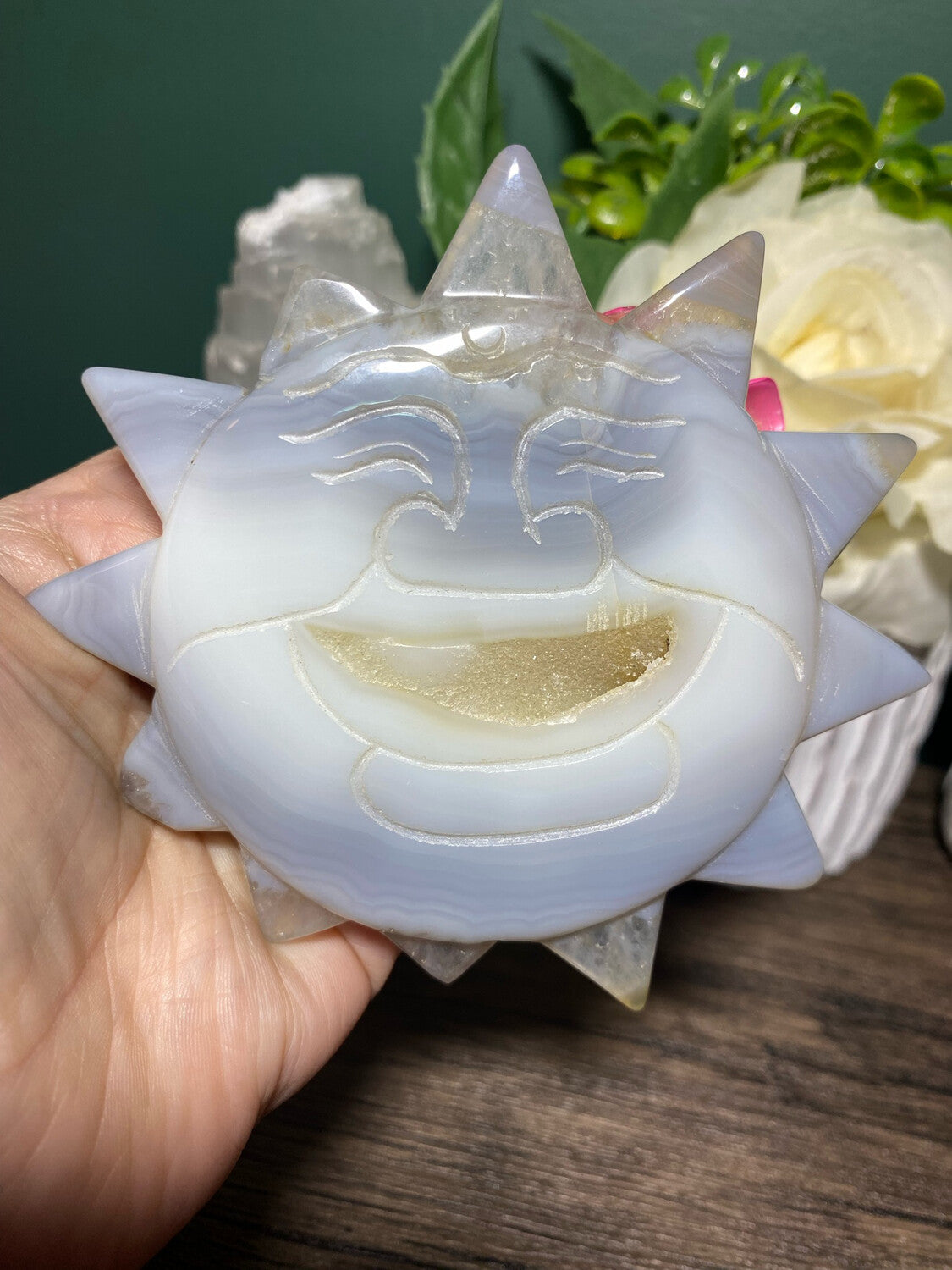 Blue Agate Druzy Sun