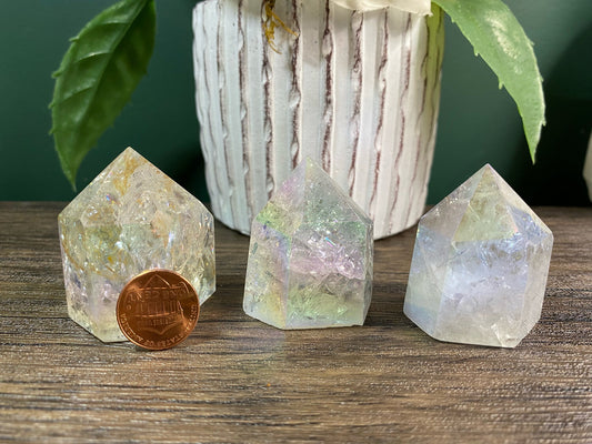 Fire & Ice Angel Aura Quartz Tower