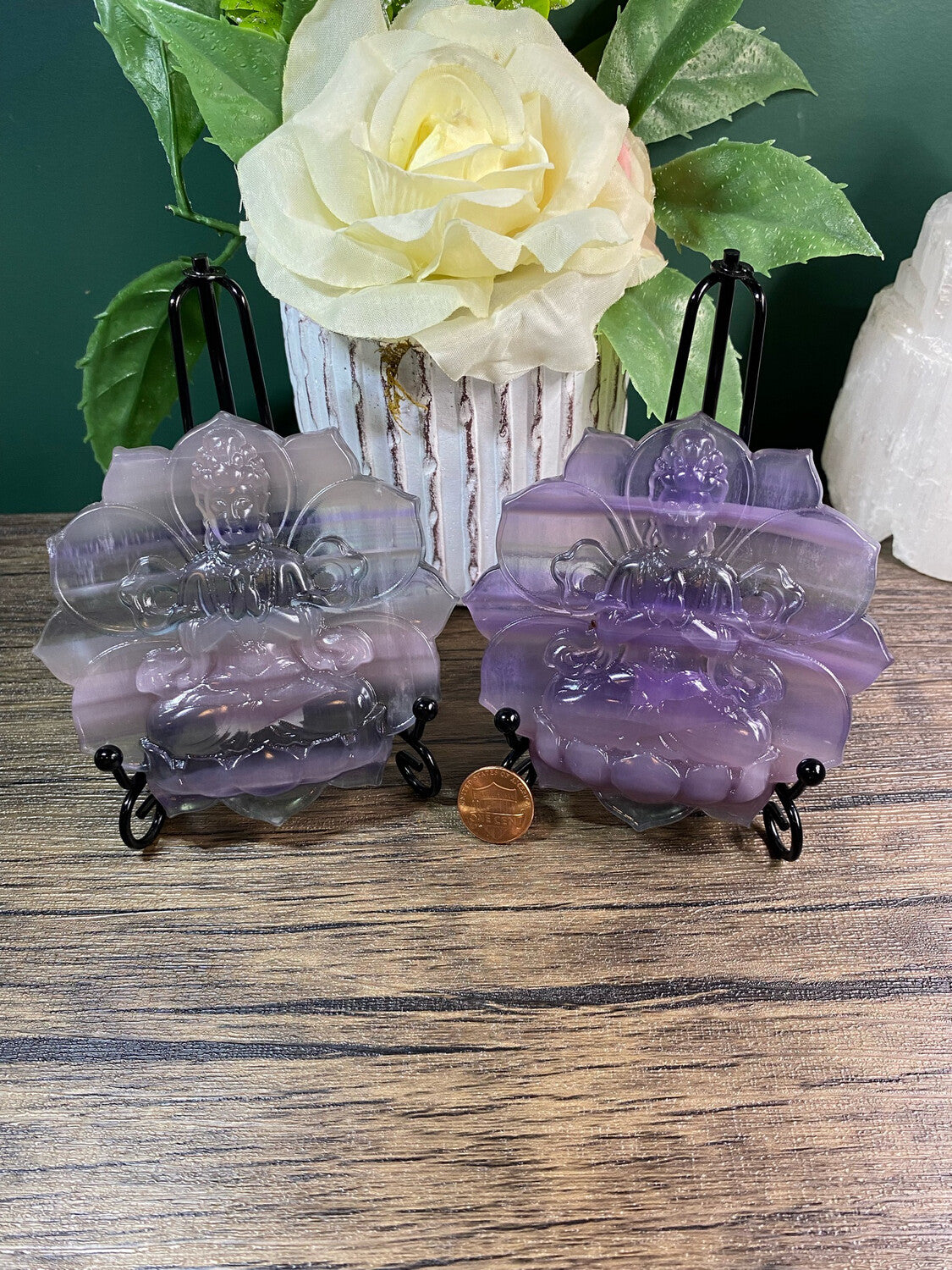 Fluorite Lotus Buddha Display