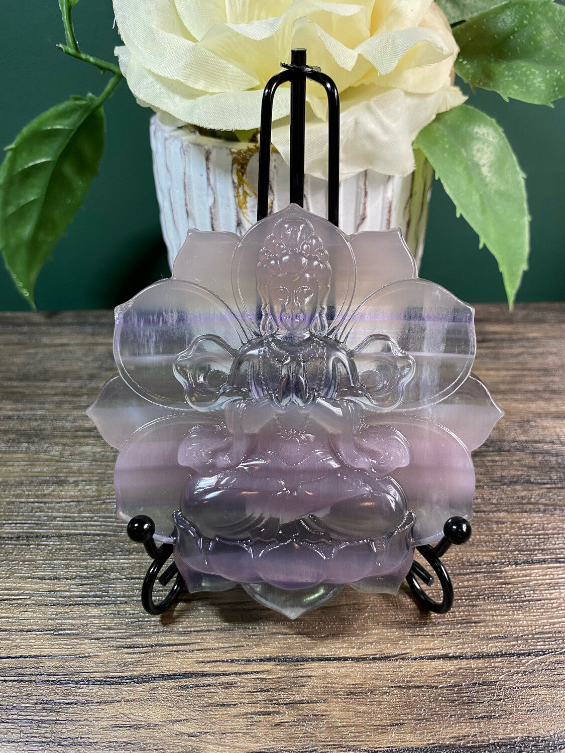 Fluorite Lotus Buddha Display